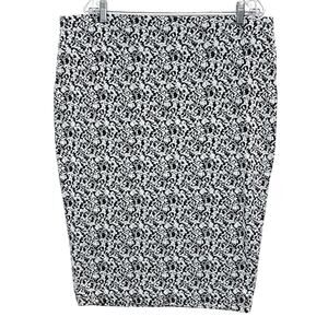 Work Midi Pencil Skirt Women 2X Black White Stretch Career Business Professional